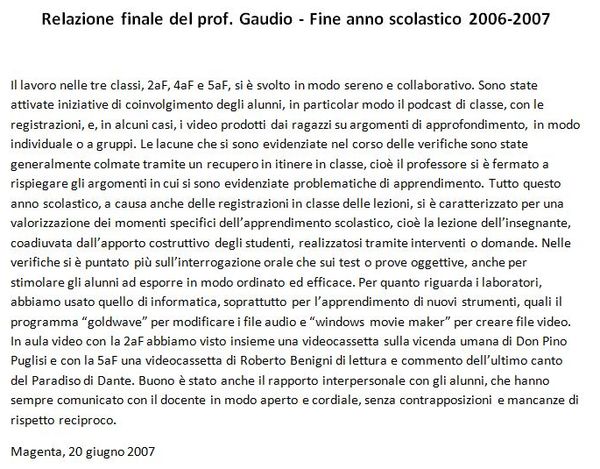 esempio relazione scritta